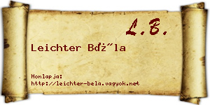 Leichter Béla névjegykártya